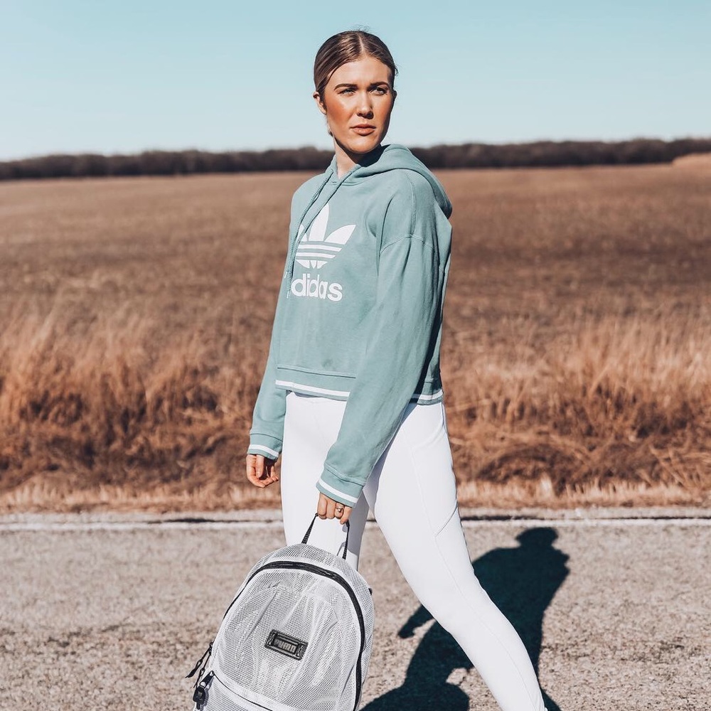 Adidas blue and white cropped hoodie